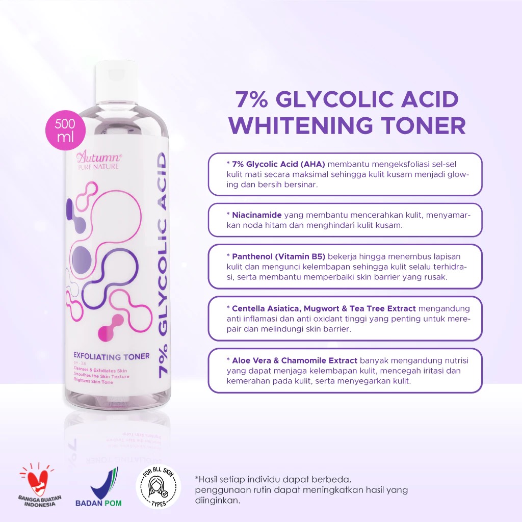 Autumn Glycolic Acid 7% Toning Solution Exfoliating Toner (White) 500ml