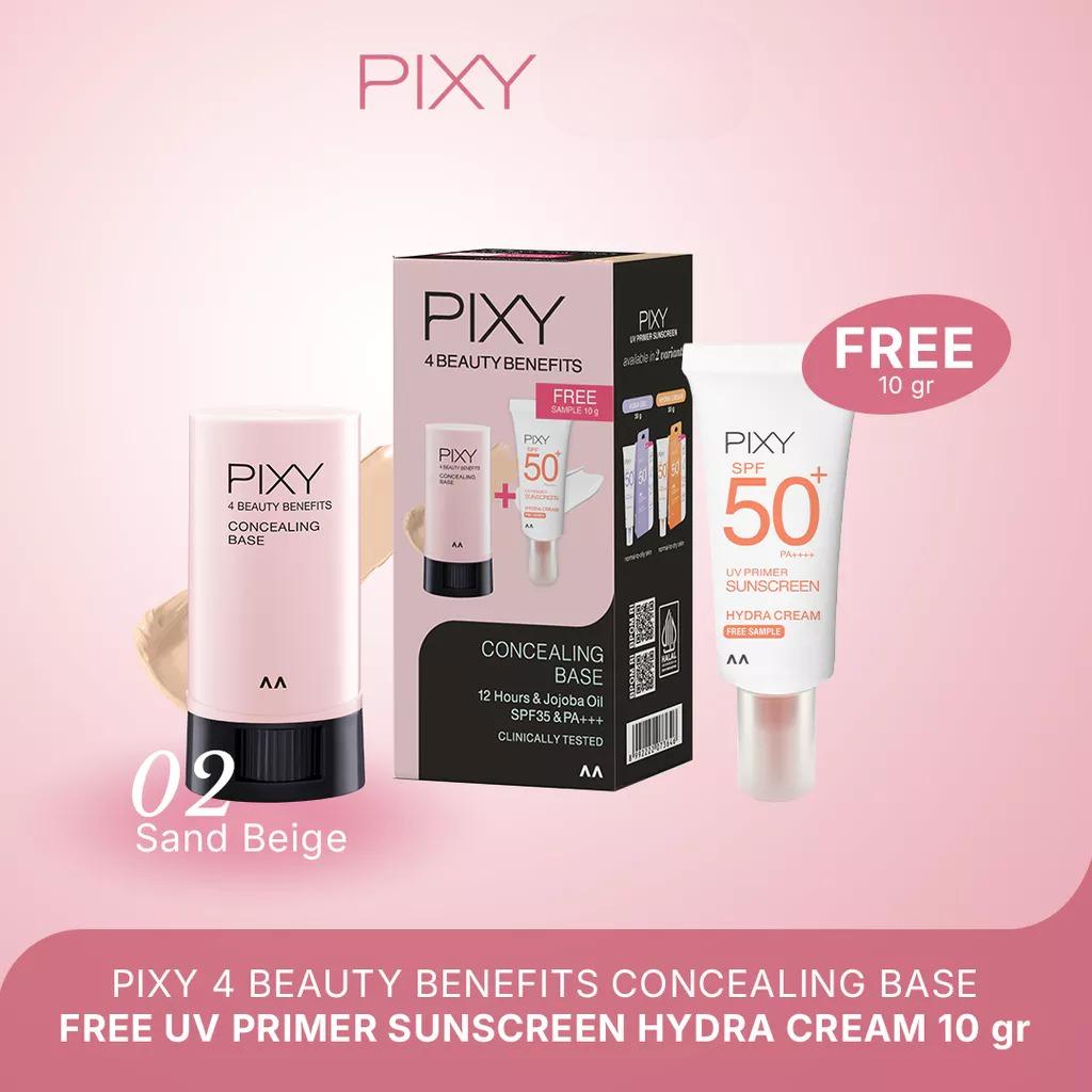 Pixy (Buy1 Free1) UV Whitening 4 Beauty Benefits Concealing Base SPF35 PA+++ 02 Sand Beige + UV Primer Sunscreen Hydra Cream SPF50+ PA++++ Pixy (Buy1 Free1) UV Whitening 4 Beauty Benefits Concealing Base SPF35 PA+++ 02 Sand Beige + UV Primer Sunscreen Hydra Cream SPF50+ PA++++