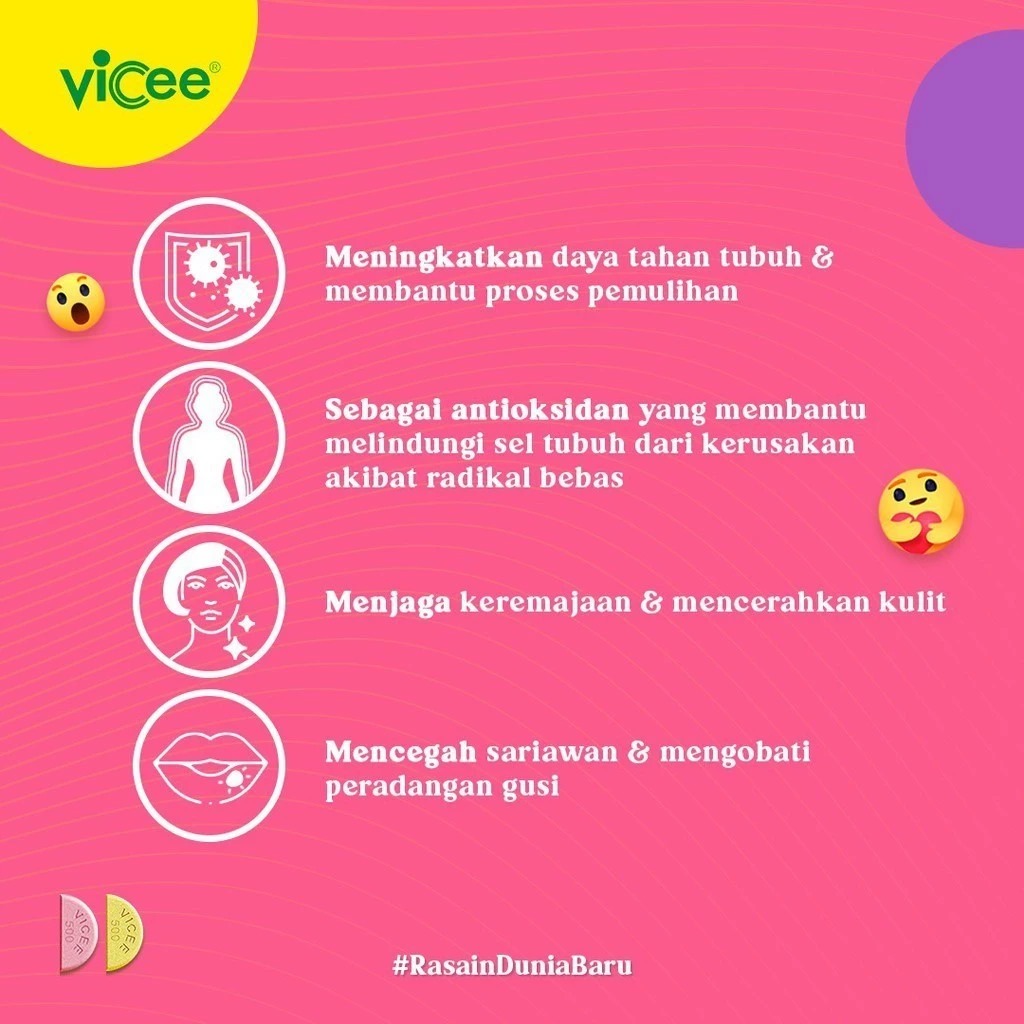 Vicee 500 Sweetlets Tablet Hisap Vitamin C (1 Strip 2 Tablet) - Rasa Lemon
