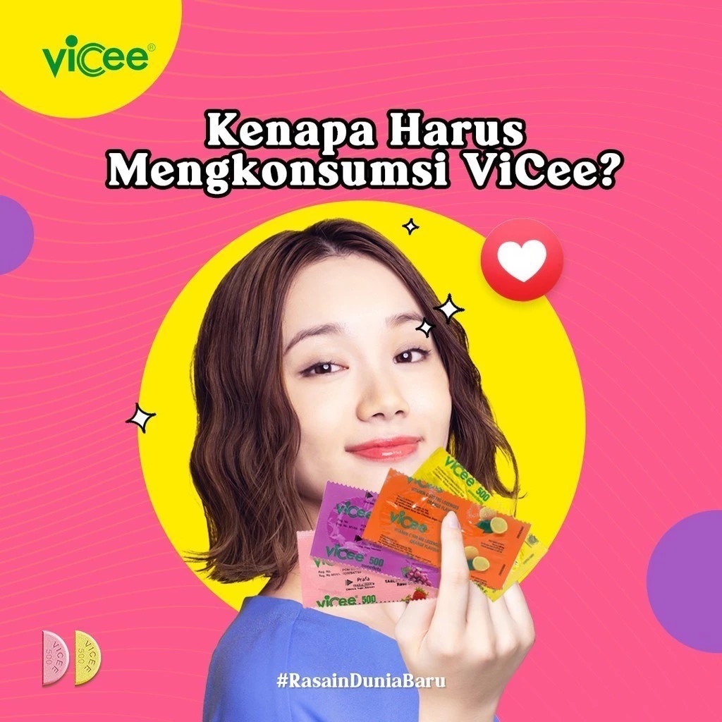 Vicee 500 Sweetlets Tablet Hisap Vitamin C (1 Strip 2 Tablet) - Rasa Strawberry