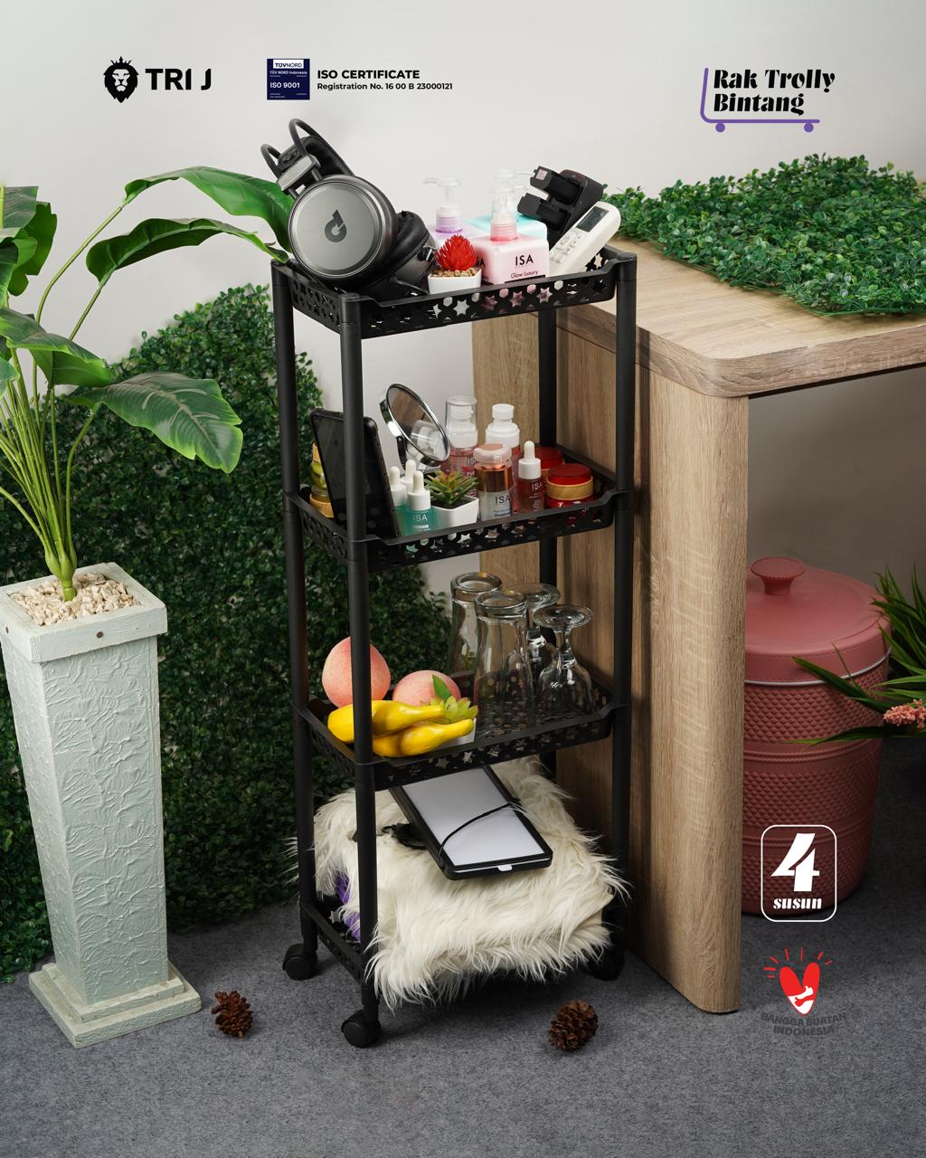 TRI J - Rak Troli Bintang 3D 4 Susun (Rak Susun Serbaguna)
