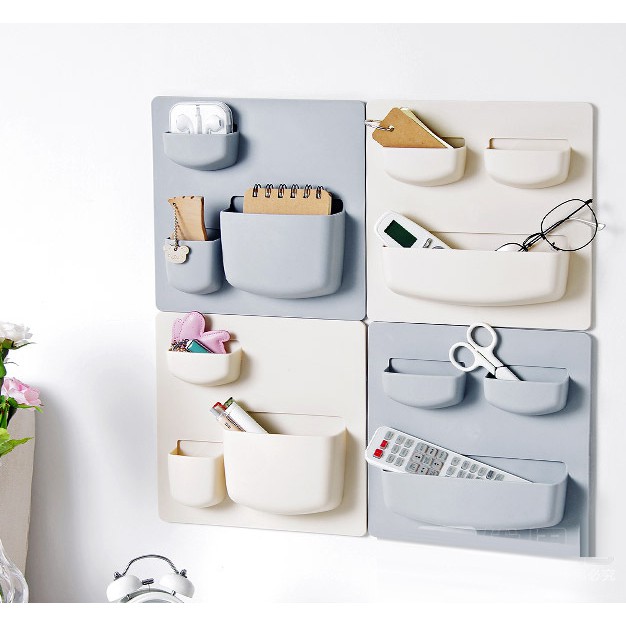 Rak Organizer Tempel Dinding Minimalis 3 Kantong