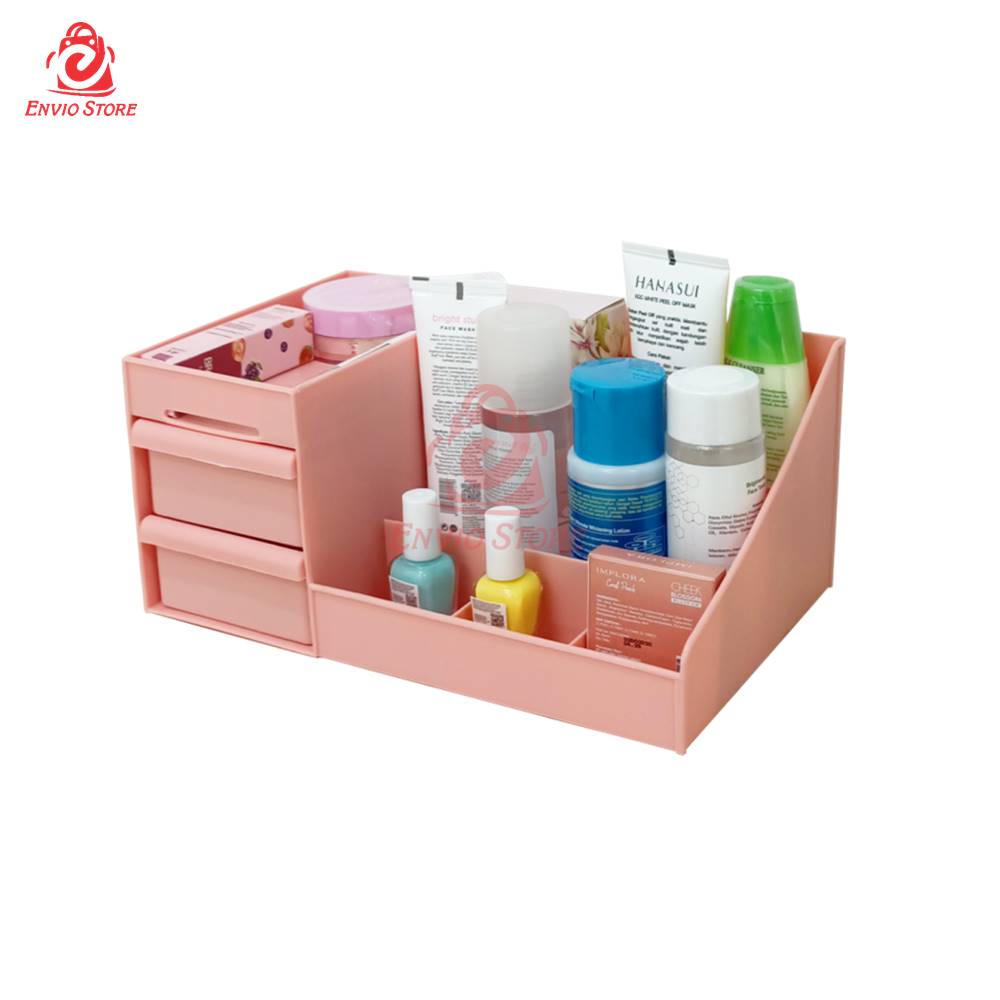TRI J - Rak Kosmetik Plastik + 2 Laci Mini (Makeup Storage)