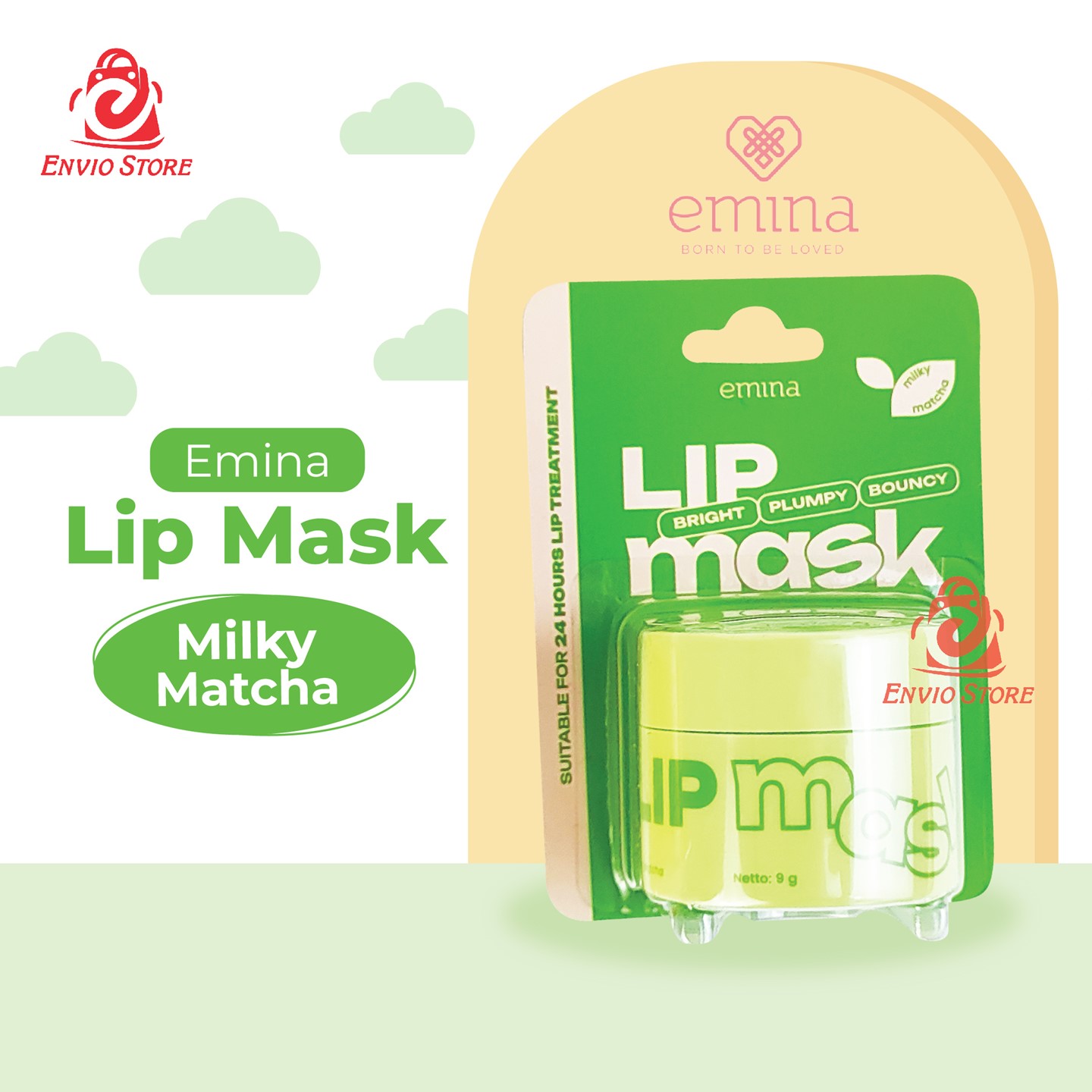 Emina Lip Mask 9gr - Milky Matcha (Hijau) Emina Lip Mask 9gr - Milky Matcha (Hijau)