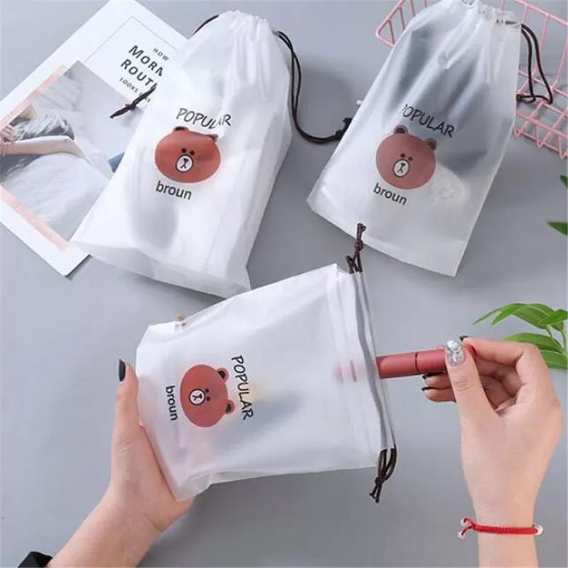 Tas Serut Transparan Travel Pouch - LARGE 20x30cm