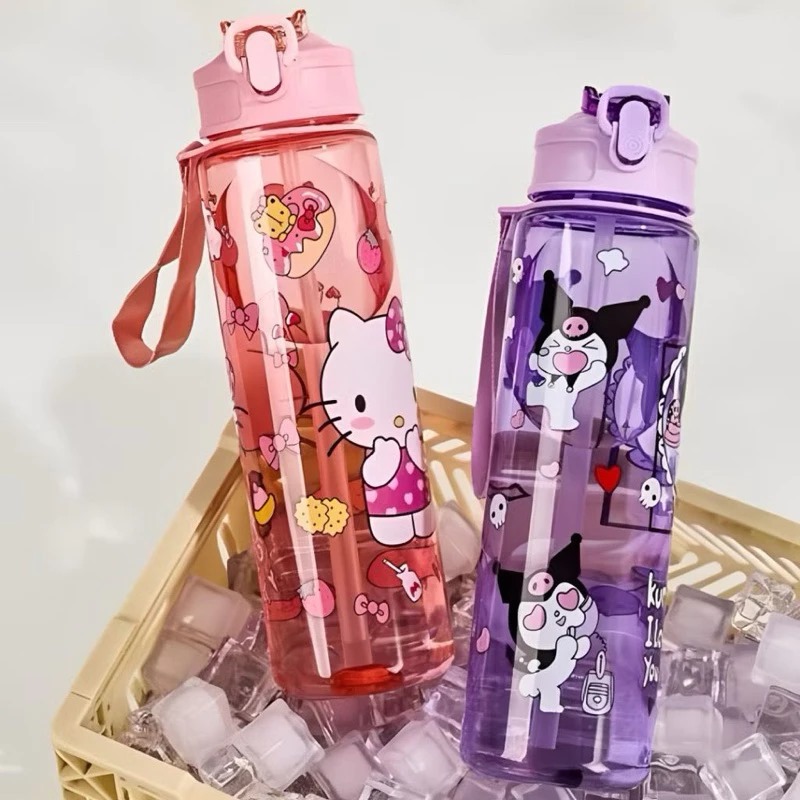 Botol Minum SANRIO 900ml - Botol Air Minum Anak Lucu (Free Sedotan)