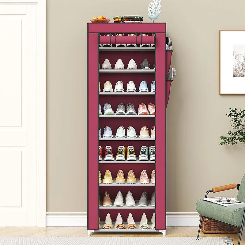 TRI J - Rak Sepatu 10 Susun + Cover Polos (Rak Sepatu 10 Tingkat)