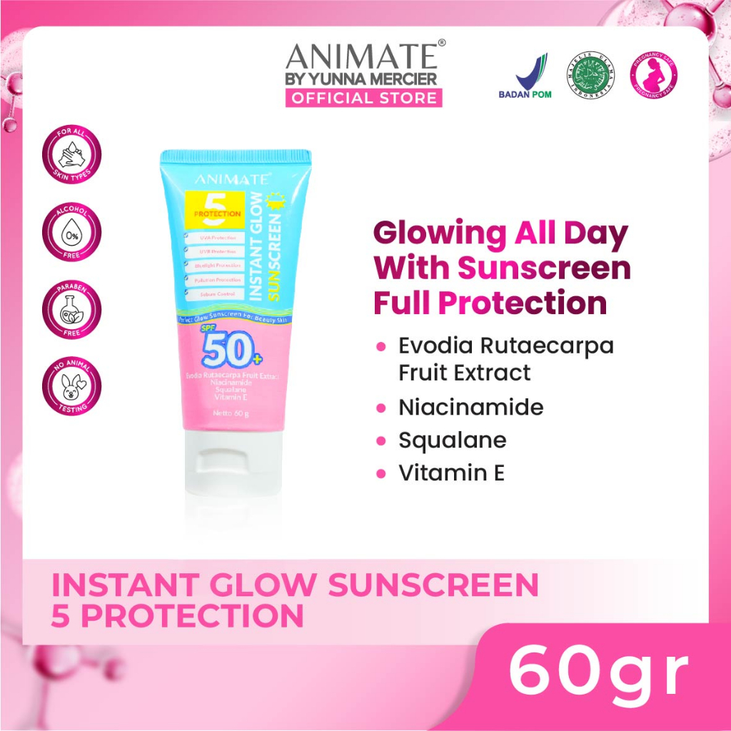 Animate Instant Glow Sunscreen 5 Protection SPF50+ 60gr