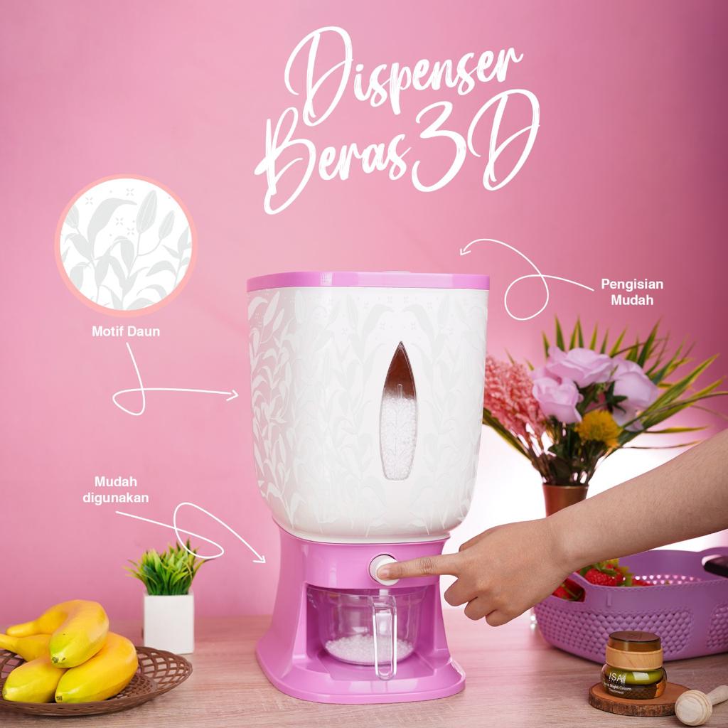 TRI J - Dispenser Beras Motif 10kg - Tempat Penyimpanan Beras (Rice Box)