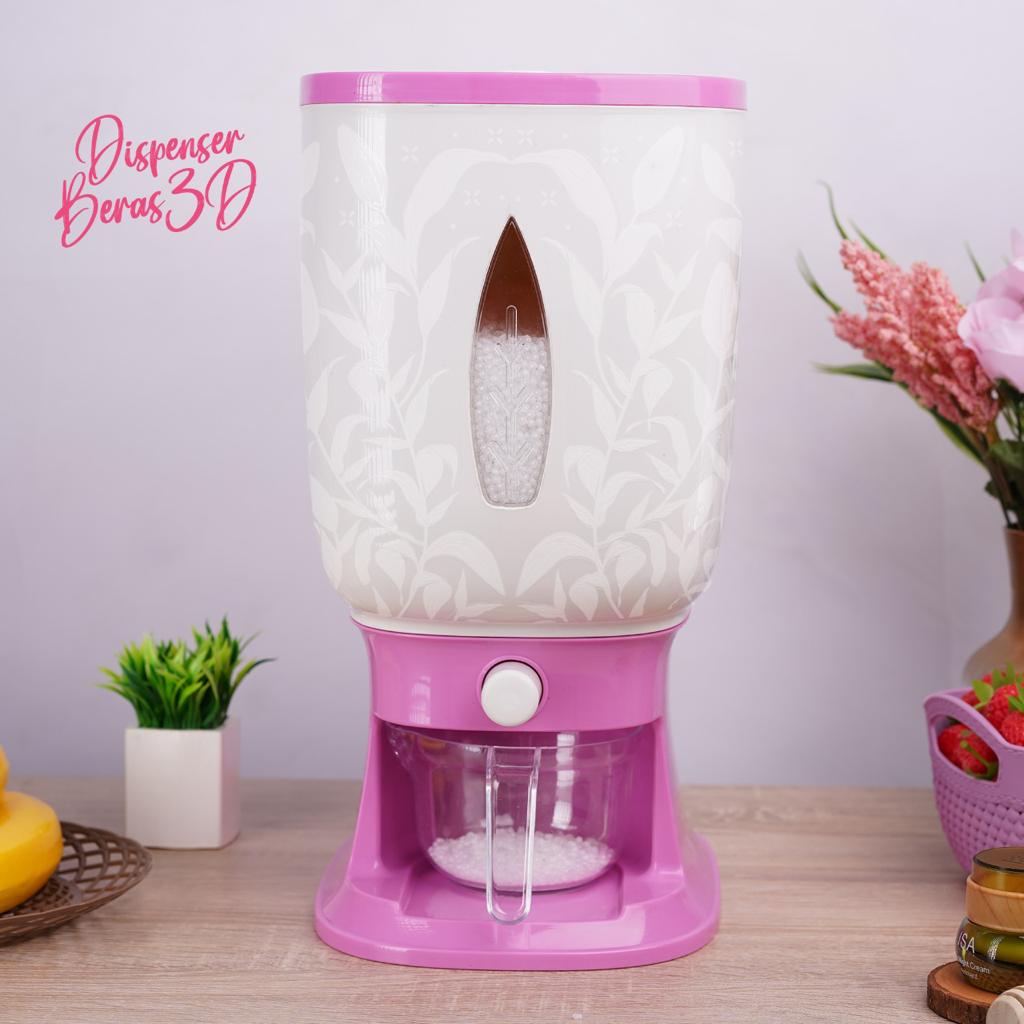 TRI J - Dispenser Beras Motif 10kg - Tempat Penyimpanan Beras (Rice Box)