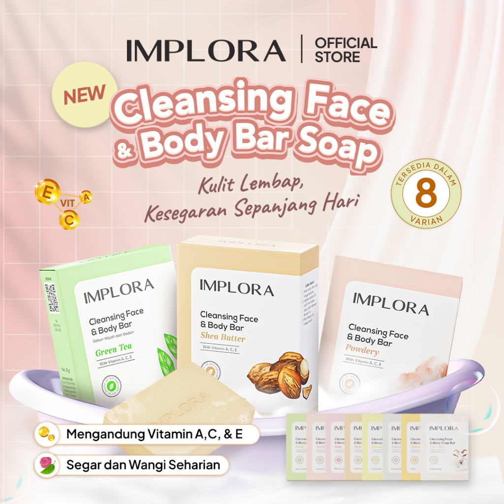 Implora Cleansing Face & Body Bar Soap 60gr - Powdery