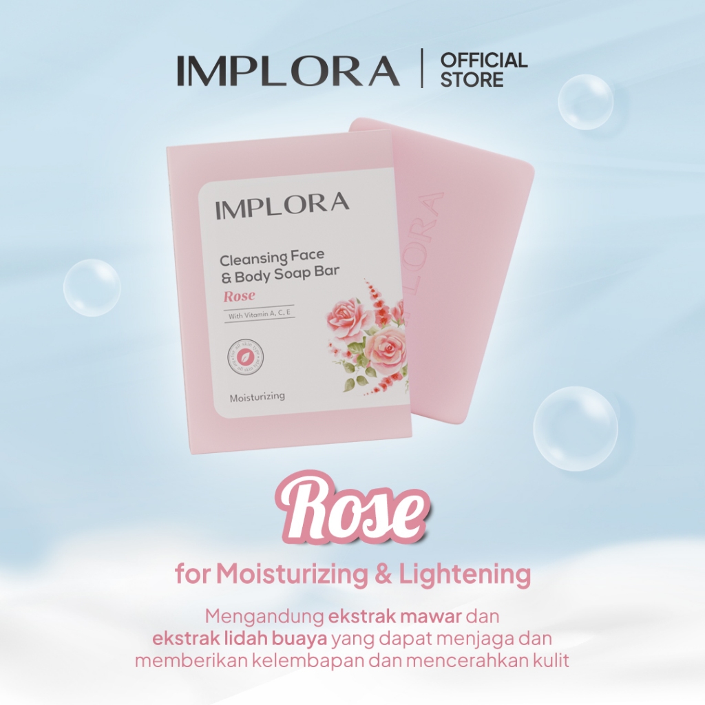 Implora Cleansing Face & Body Bar Soap 60gr - Rose