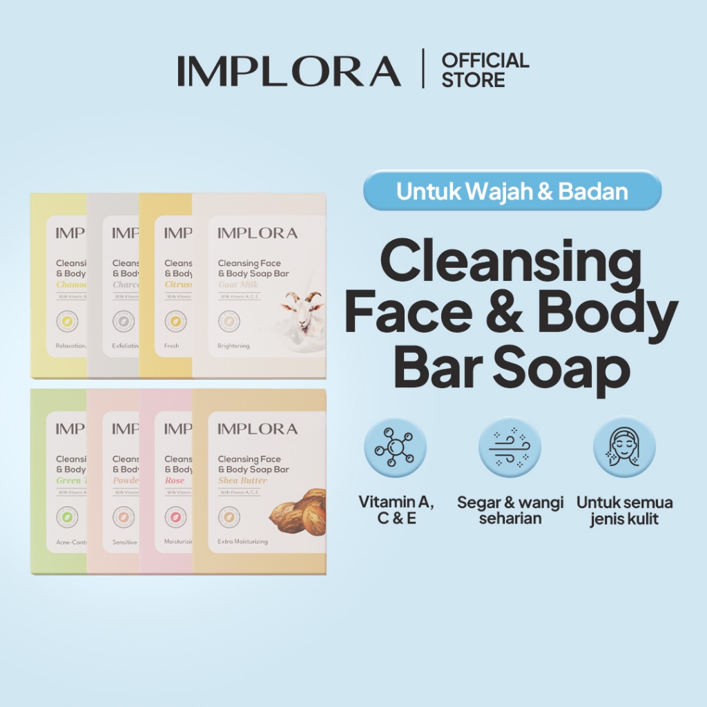 Implora Cleansing Face & Body Bar Soap 60gr - Rose