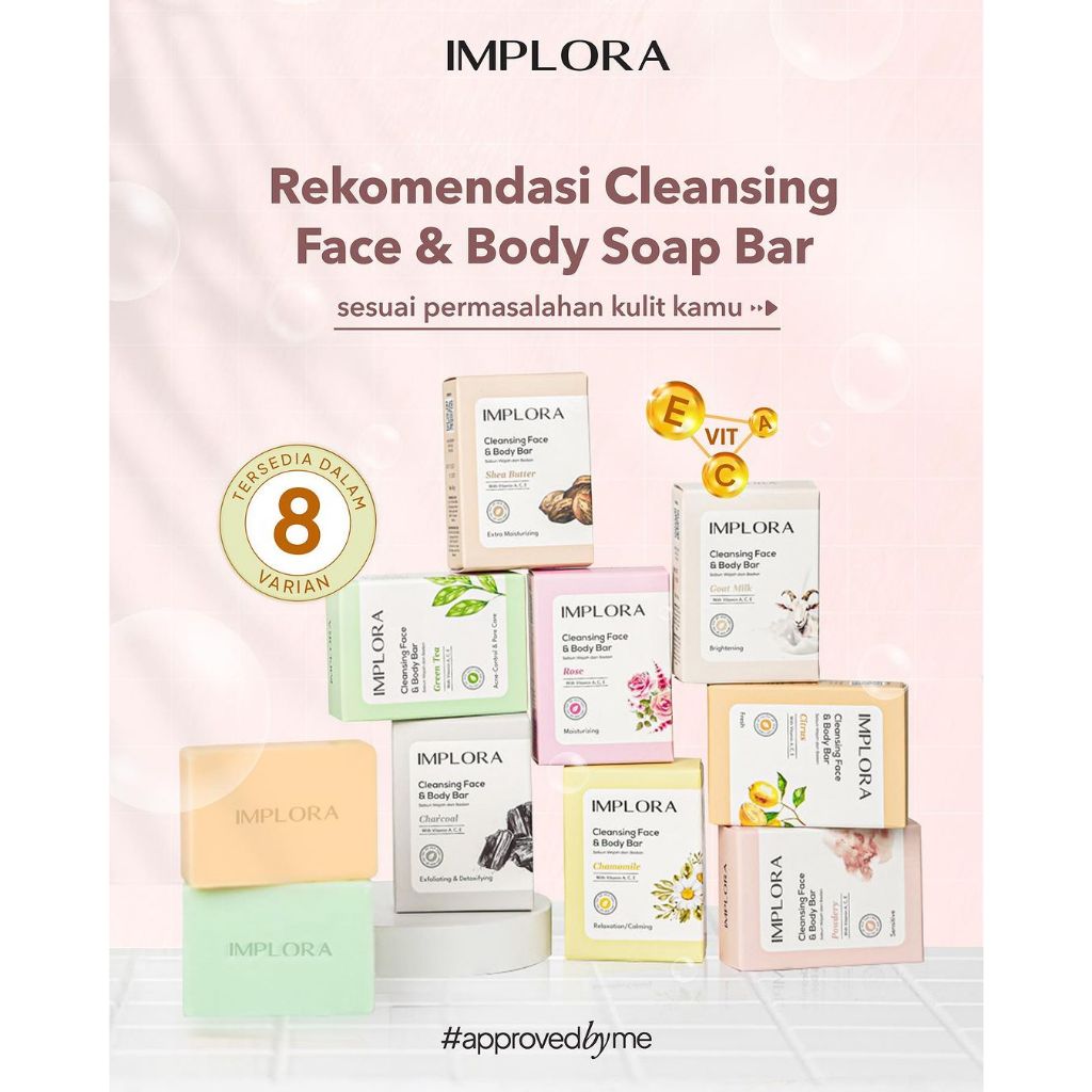 Implora Cleansing Face & Body Bar Soap 60gr - Rose
