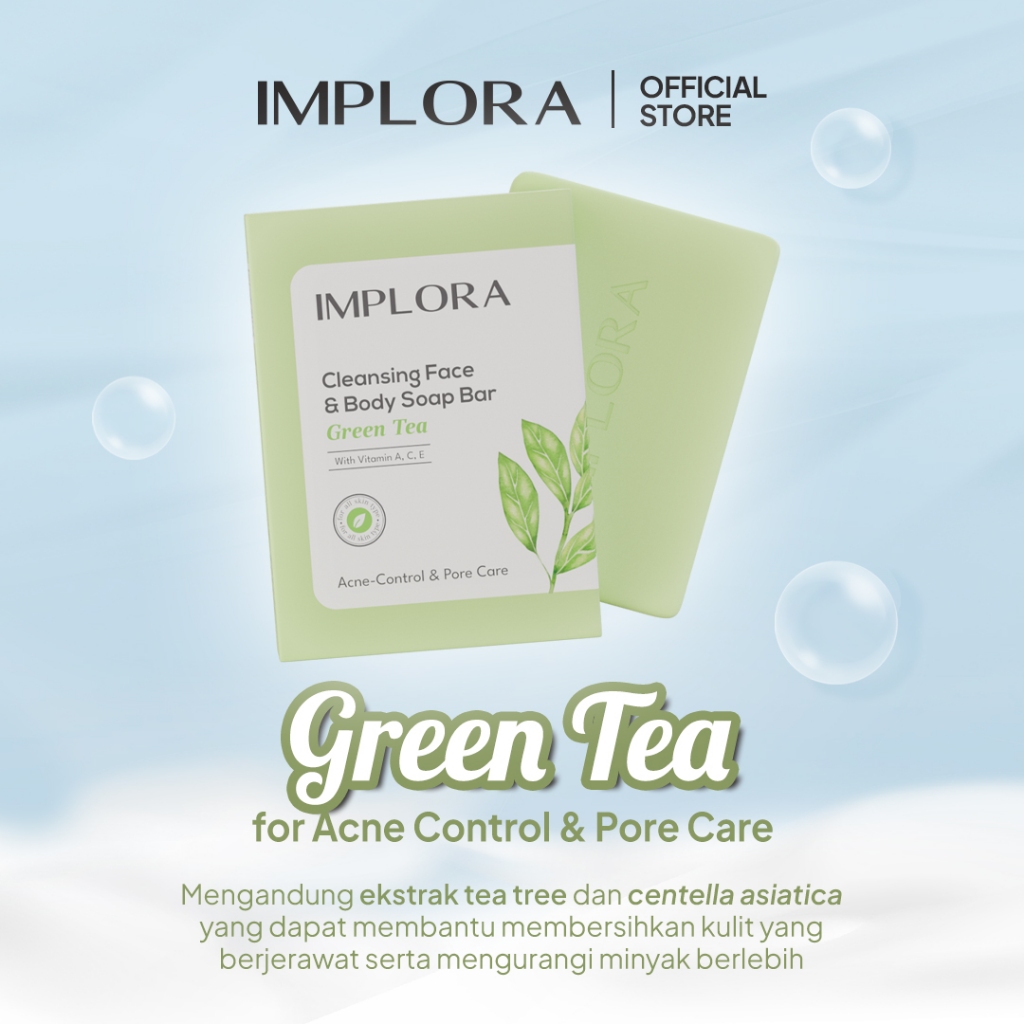 Implora Cleansing Face & Body Bar Soap 60gr - Green Tea