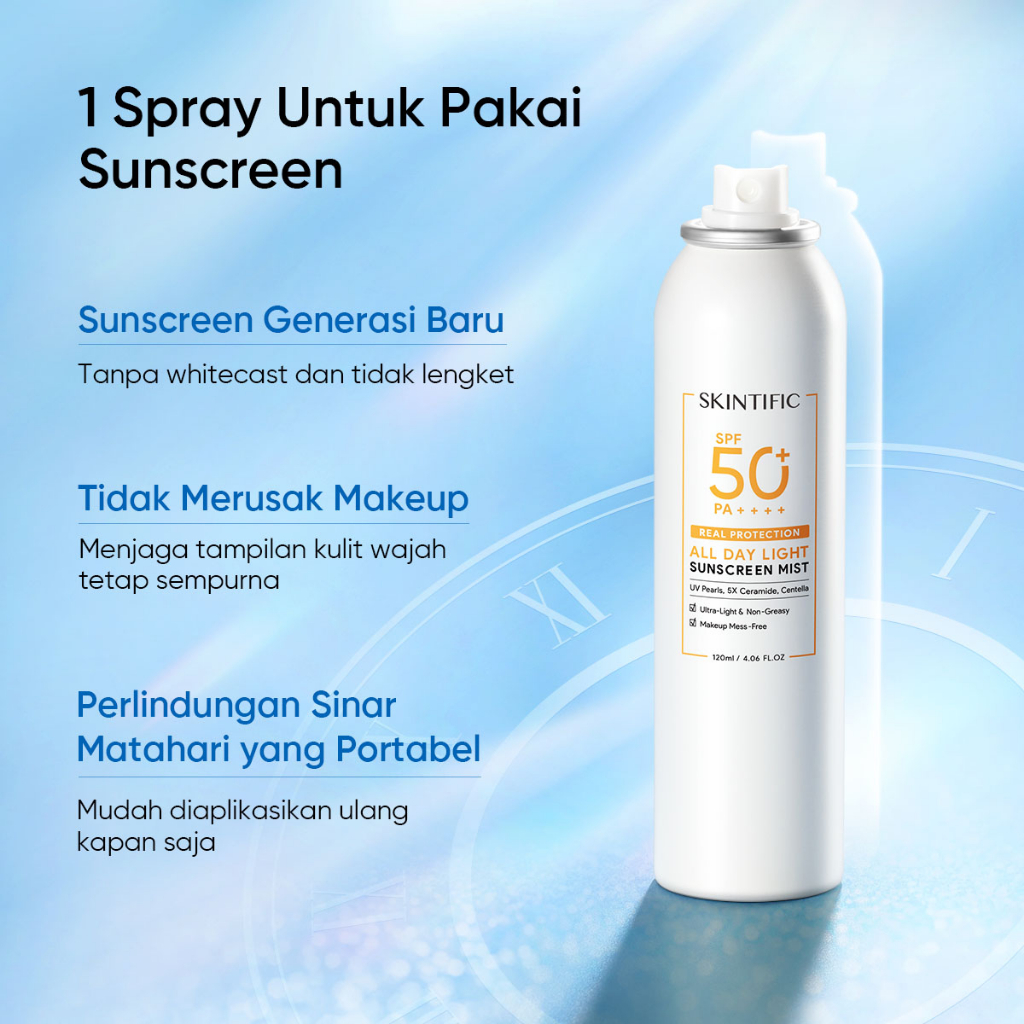 Skintific All Day Light Sunscreen Mist SPF 50+ PA++++ 120ml